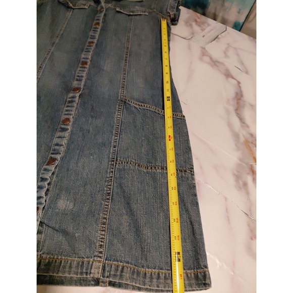 vintage Old Navy denim Dress Y2K fashion era short-sleeve denim shirt dress Sz 6 - Picture 15 of 15
